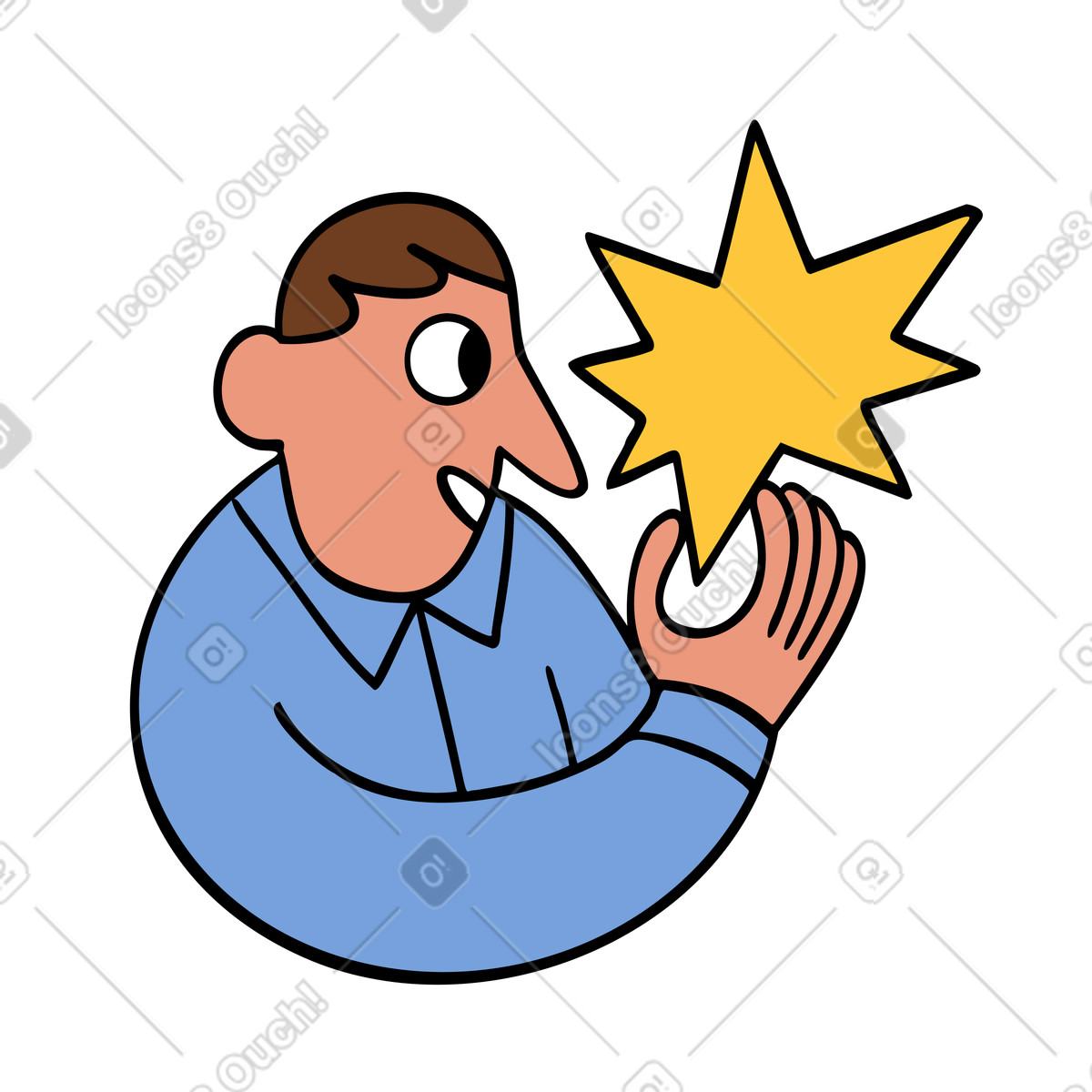 Mann hat innovative idee-Illustration im Comic-Stil als Download in PNG, SVG