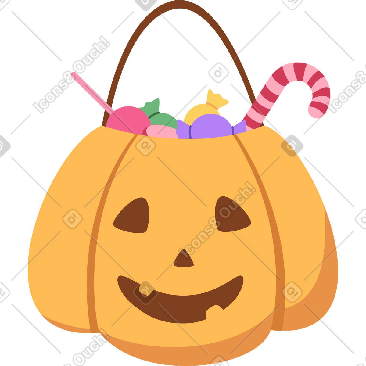 Kürbis und süßigkeiten-Illustration im Lagom-Stil als Download in PNG, SVG