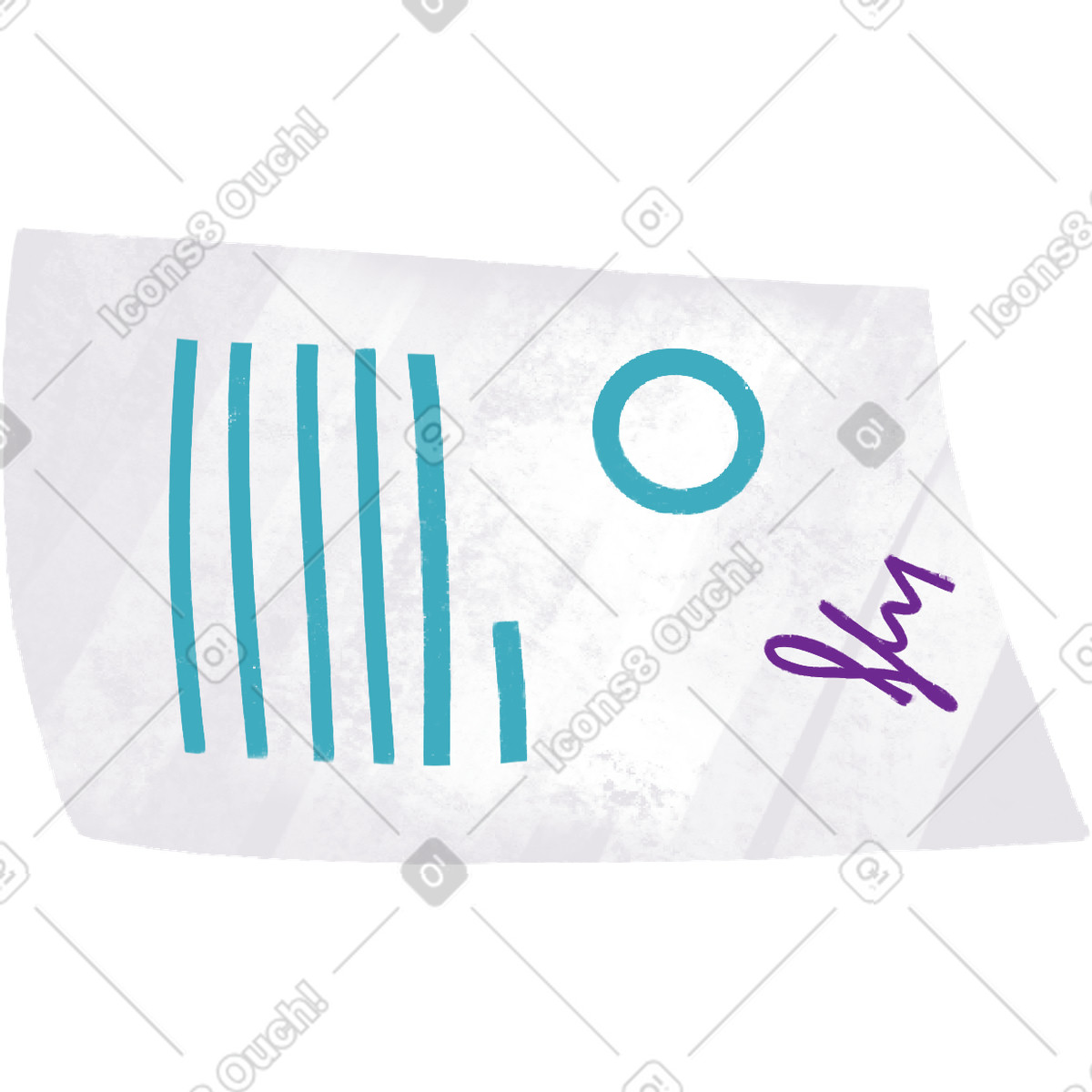 Illustration White sheet of paper with a signature dans le style Bonbon à télécharger aux formats PNG, SVG