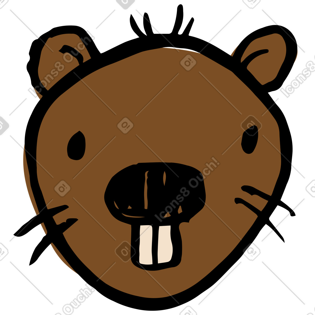 Ilustração de Cabeça castor em no estilo Scandi para baixar em PNG, SVG