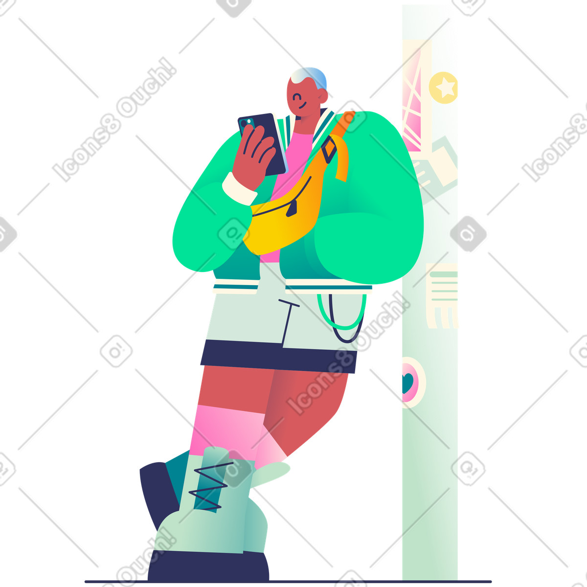 Stylish man street fashion illustration vector clipart graphics showcasing modern attire