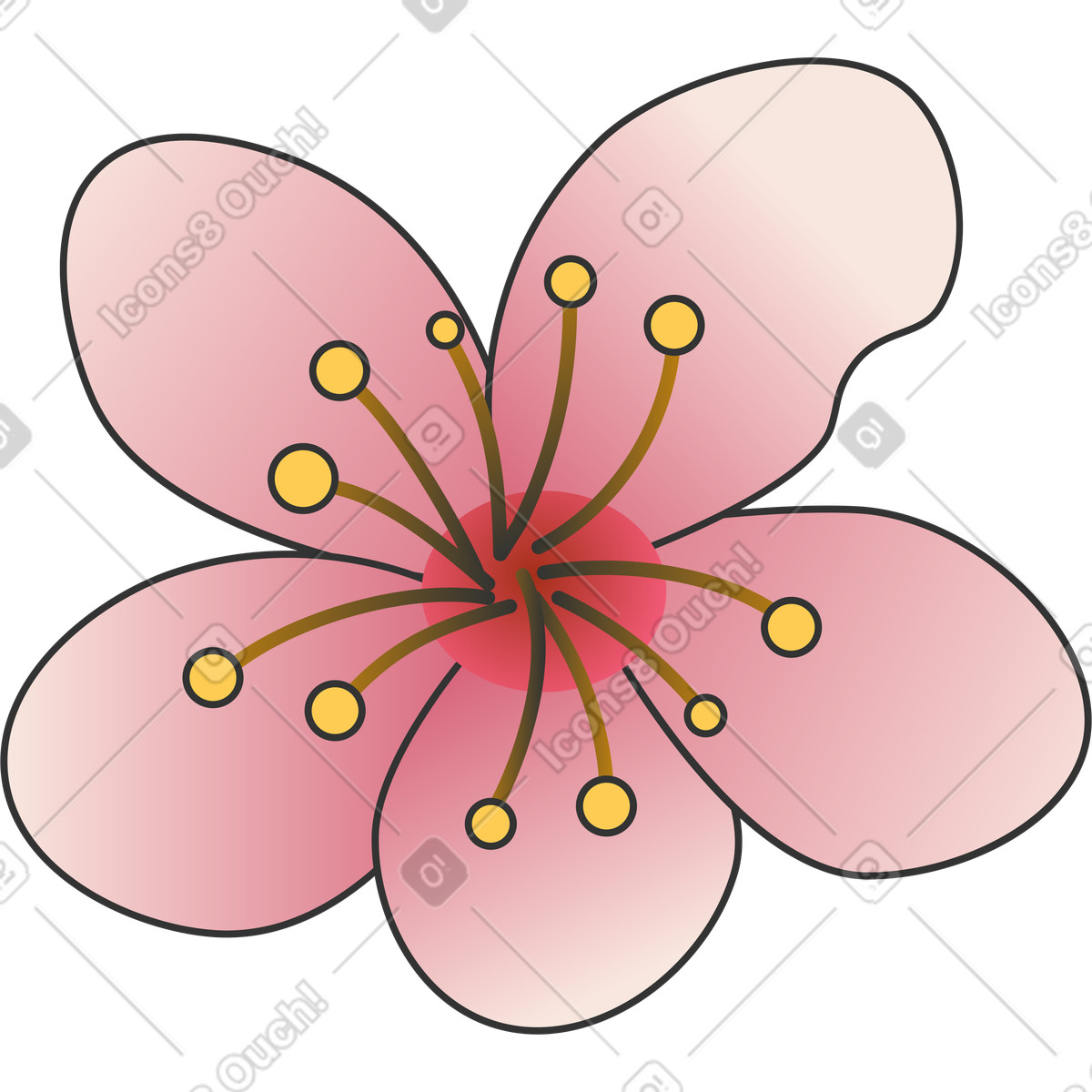Fiore di prugna illustrazione in stile Kit scarica in PNG, SVG