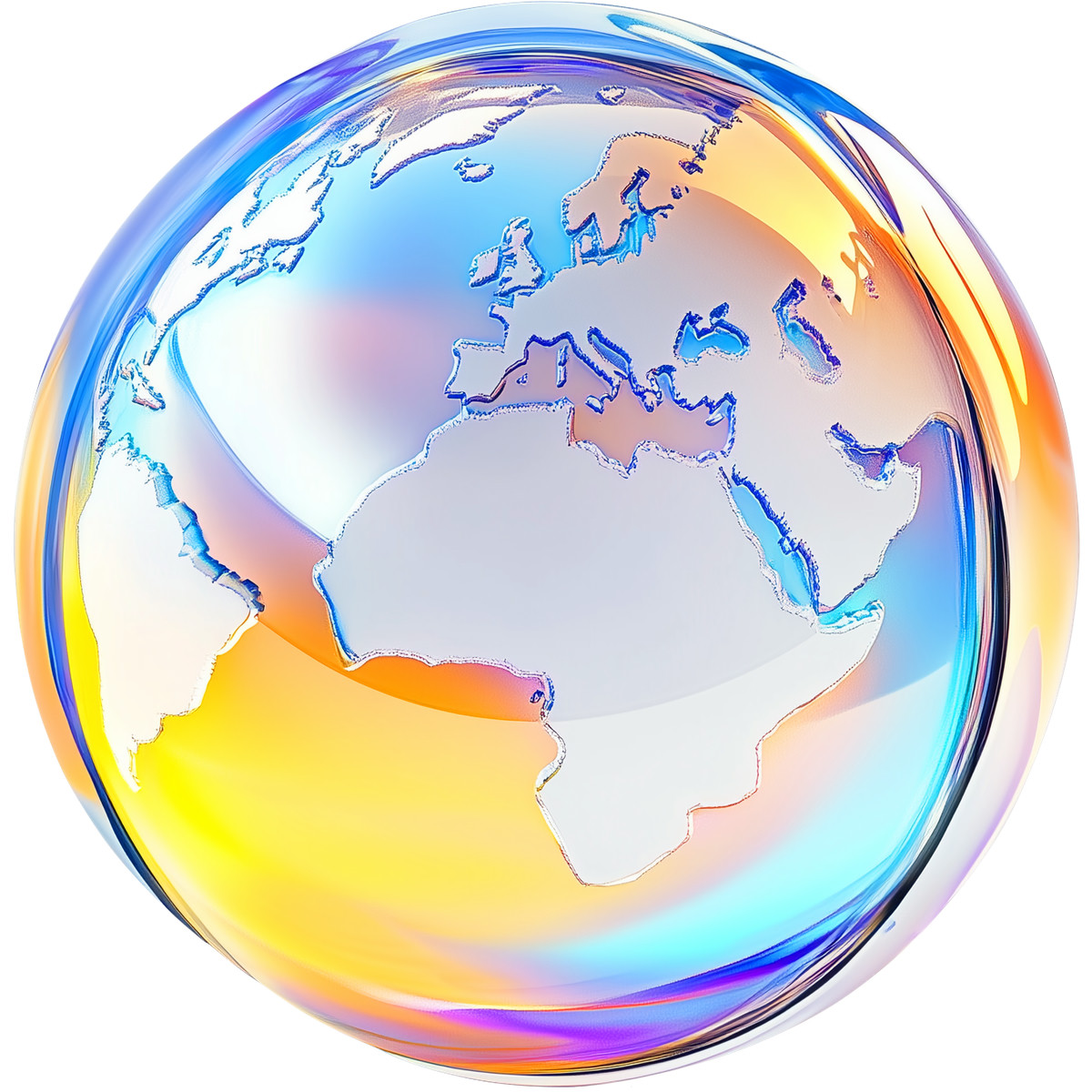 Glass earth globe illustration in Vitrum style download in PNG, SVG