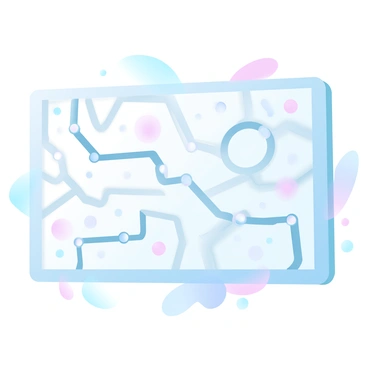 A large, futuristic circuit board fills the frame, showcasing an intricate design of metallic pathways. These pathways form a complex network that resembles "ROI data flow" patterns, with sections glowing in gradient pastel colors accentuating the connections. Various geometric shapes are embedded within the circuit board, representing data points and analytics. The background features a subtle gradient transitioning from soft blues to gentle pinks, enhancing the modern aesthetic of the circuit board.
