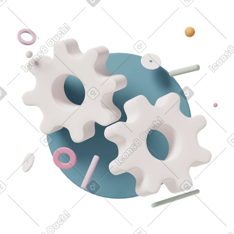 Web要素 Casual life スタイルの 3D Cogwheels のイラストをPNG、SVG形式でダウンロード