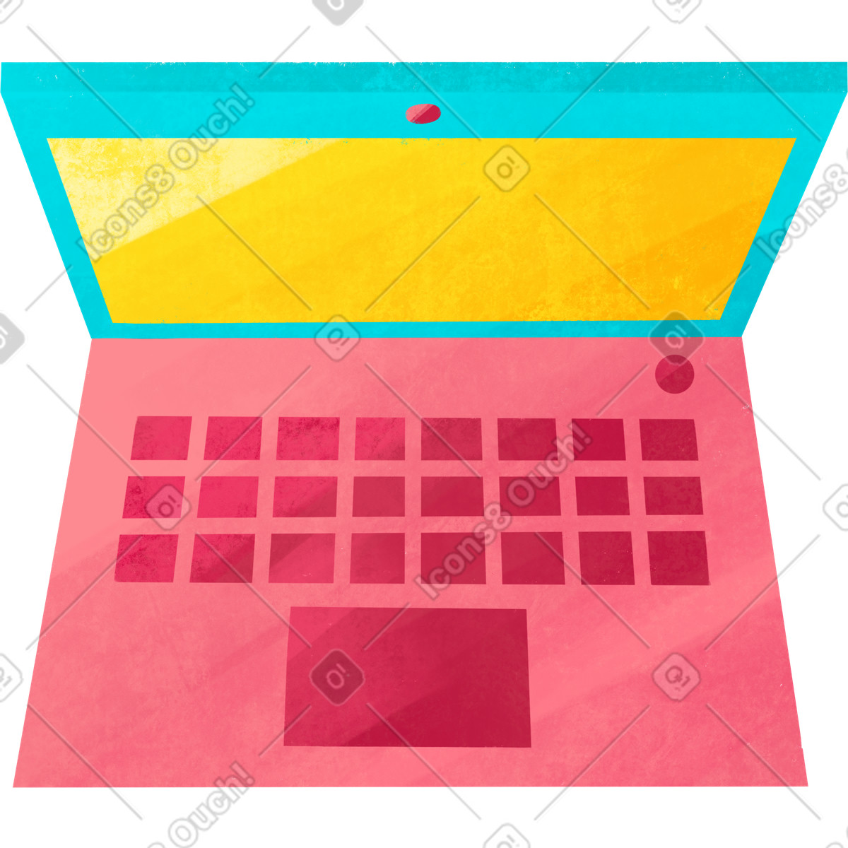 Ilustración Open laptop top view en estilo Bonbon a descargar en PNG y SVG