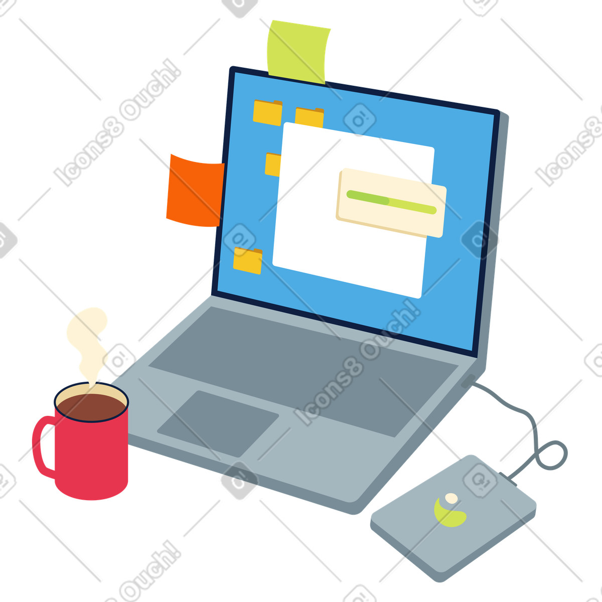 Illustration Chargement de données à partir d'un disque dur externe dans le style Catchy télécharger aux formats PNG, SVG