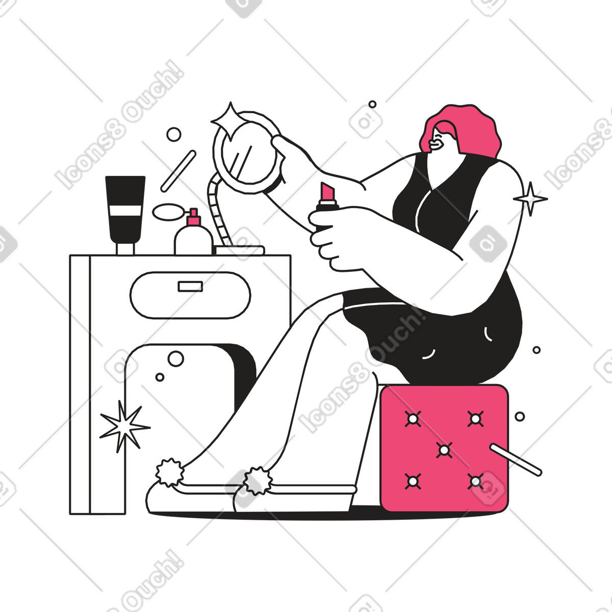 下载 Dazzle Line 风格的 坐在局附近的女人 插画，支持 PNG、SVG 格式