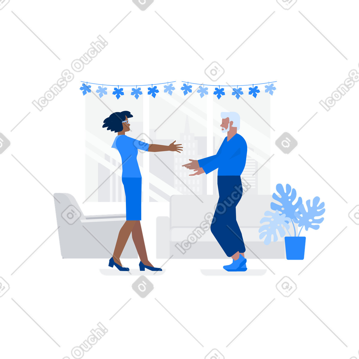 Urban スタイルの 感謝祭の日に抱き合う男女 のイラストをPNG、SVG形式でダウンロード