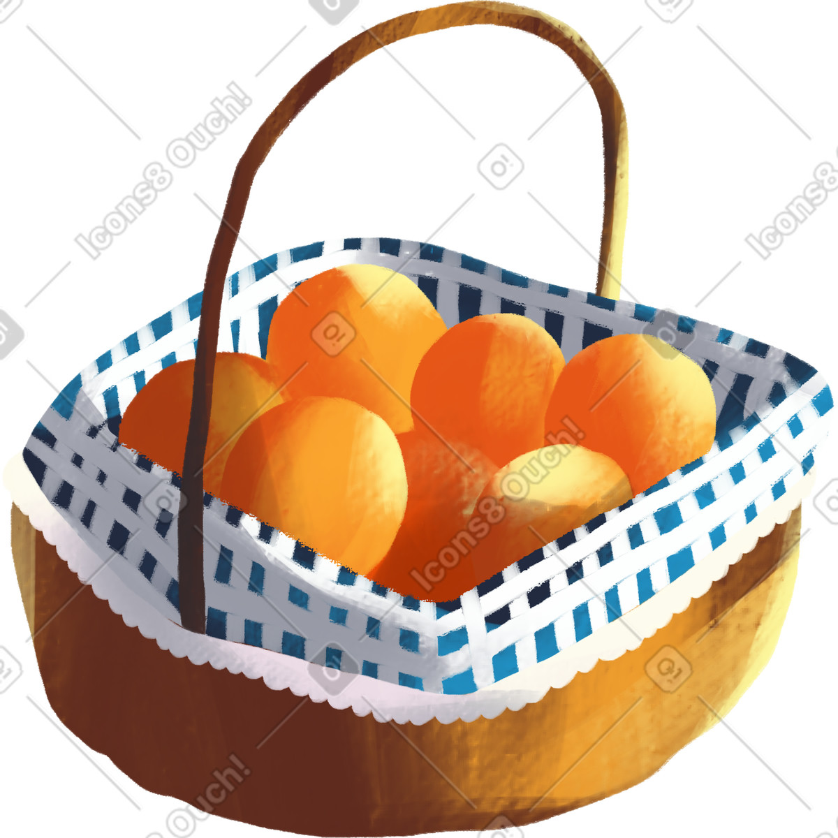 下载 Sunday 风格的 Basket with peaches 插画，支持 PNG、SVG 格式