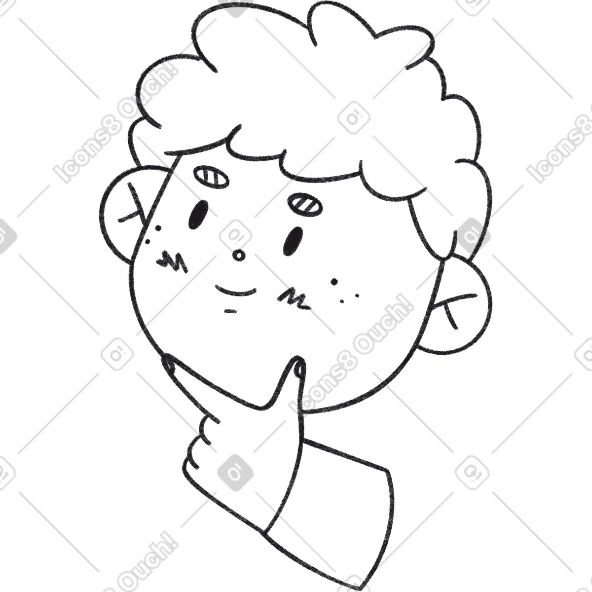 Illustration Pensive young man dans le style Bonbon Line à télécharger aux formats PNG, SVG
