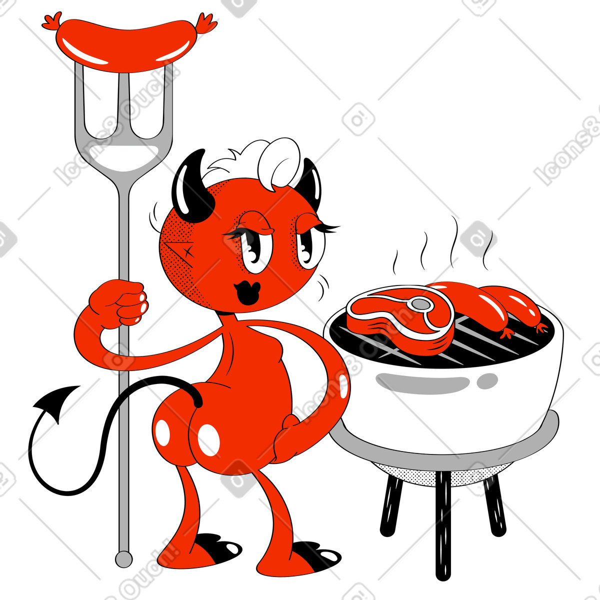 Tempo di grigliate! illustrazione in stile Looney scarica in PNG, SVG