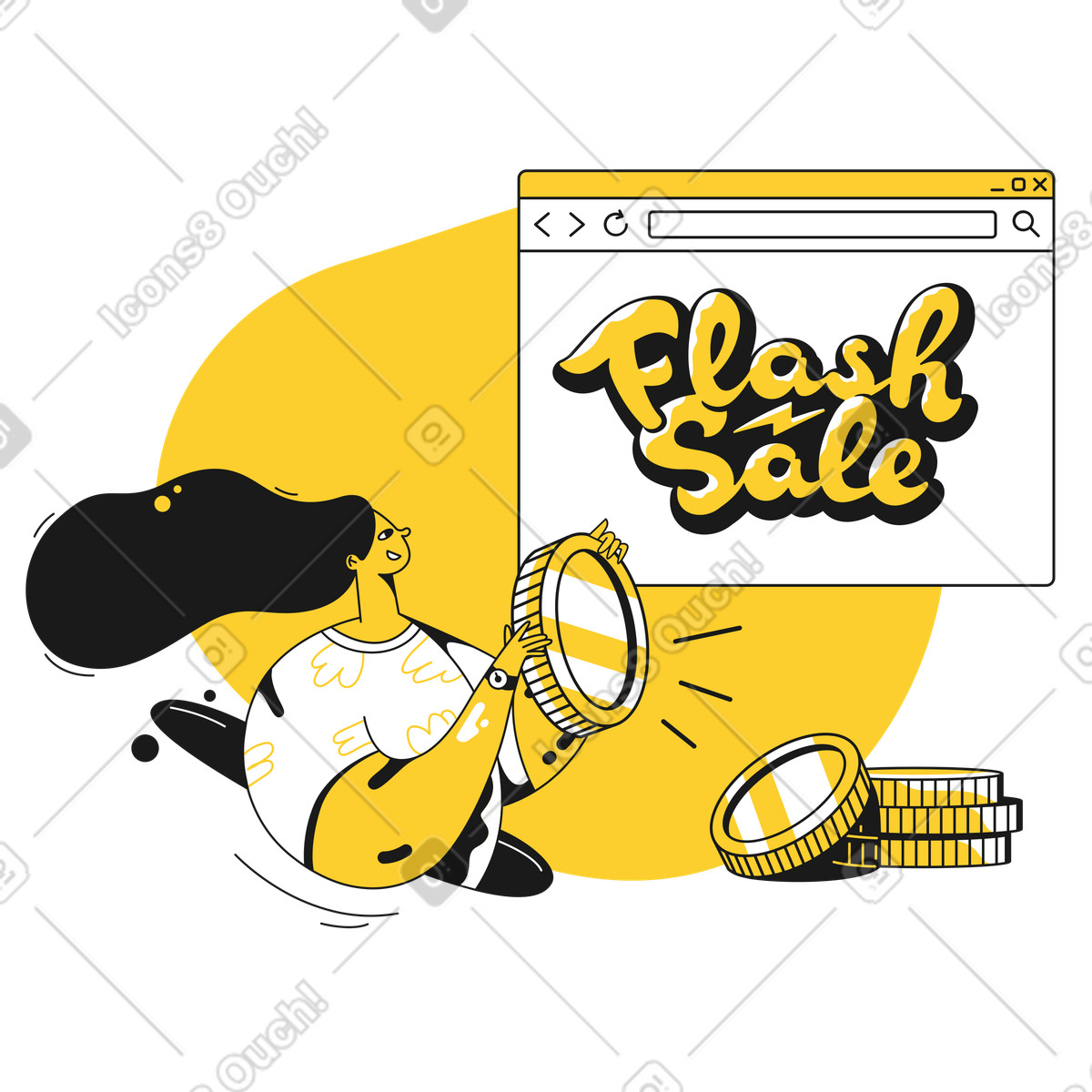 Ilustración Venta express en estilo Taxi a descargar en PNG y SVG