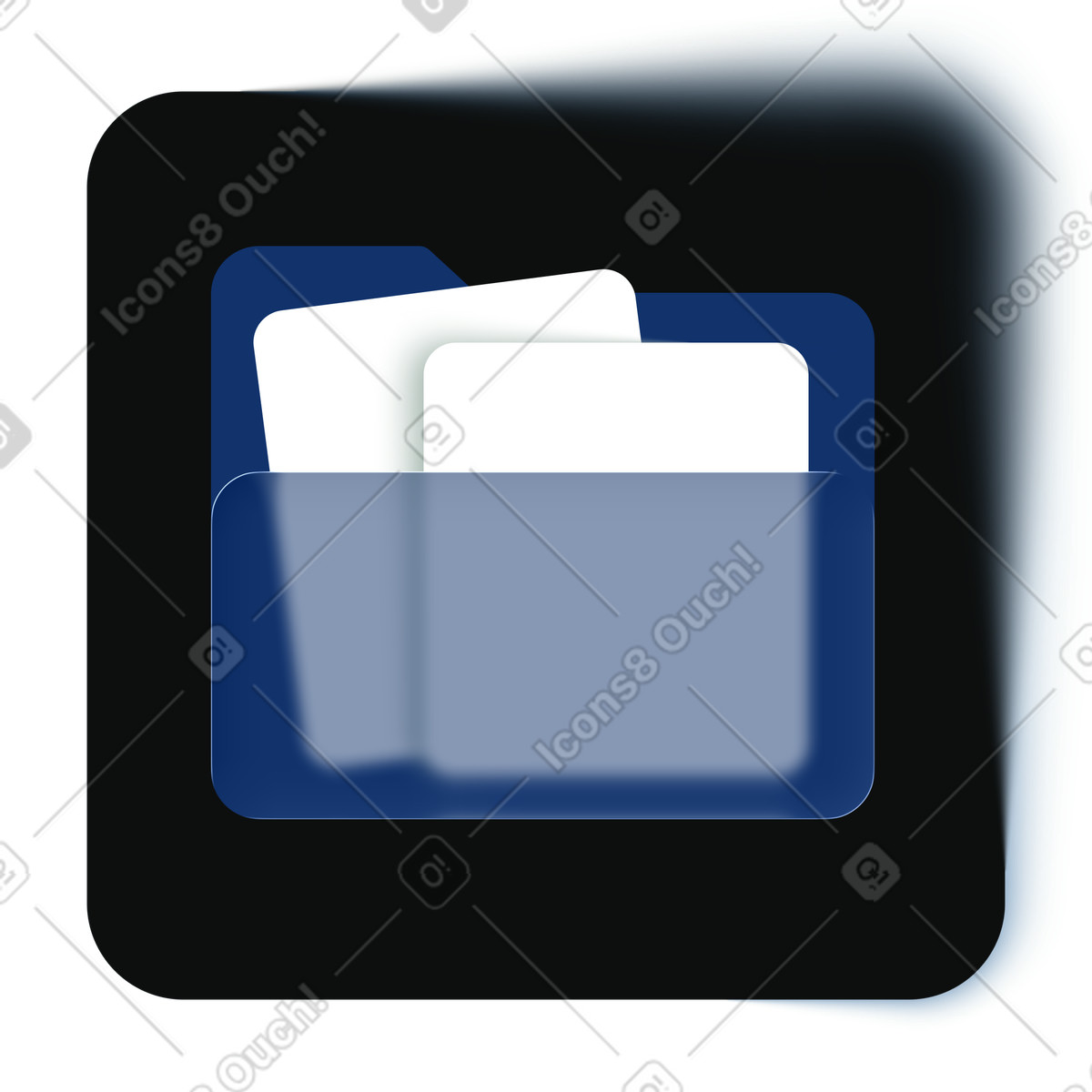 PNG、SVG 形式の 暗い背景にドキュメントのあるフォルダ、デジタルストレージとファイル管理 イラスト