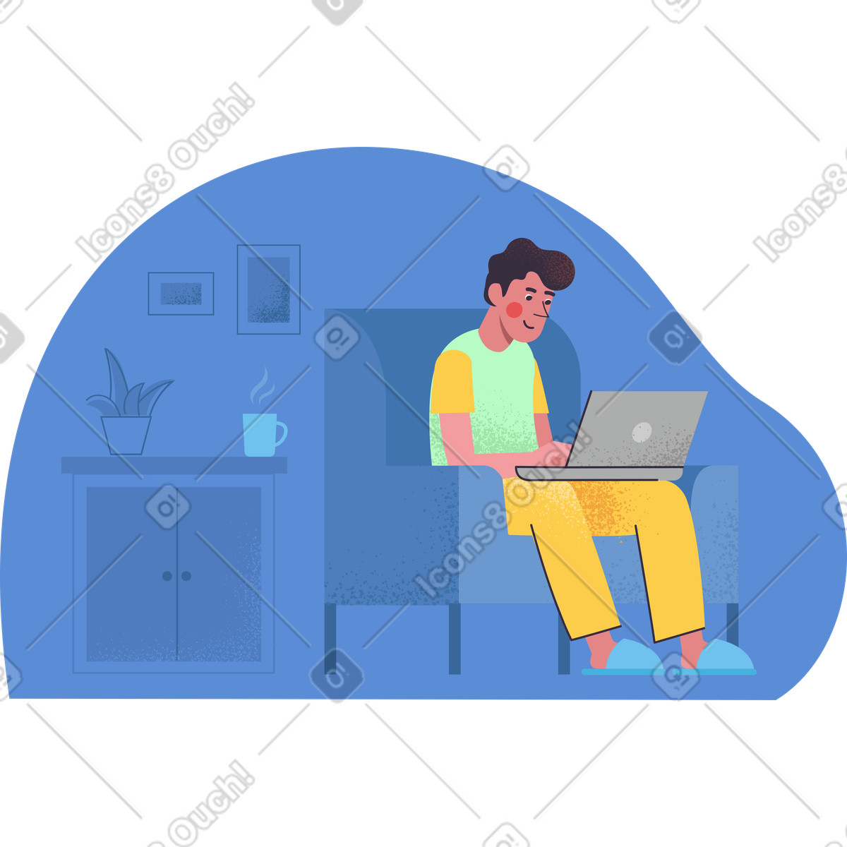 Work at home illustration in Pale style download in PNG, SVG