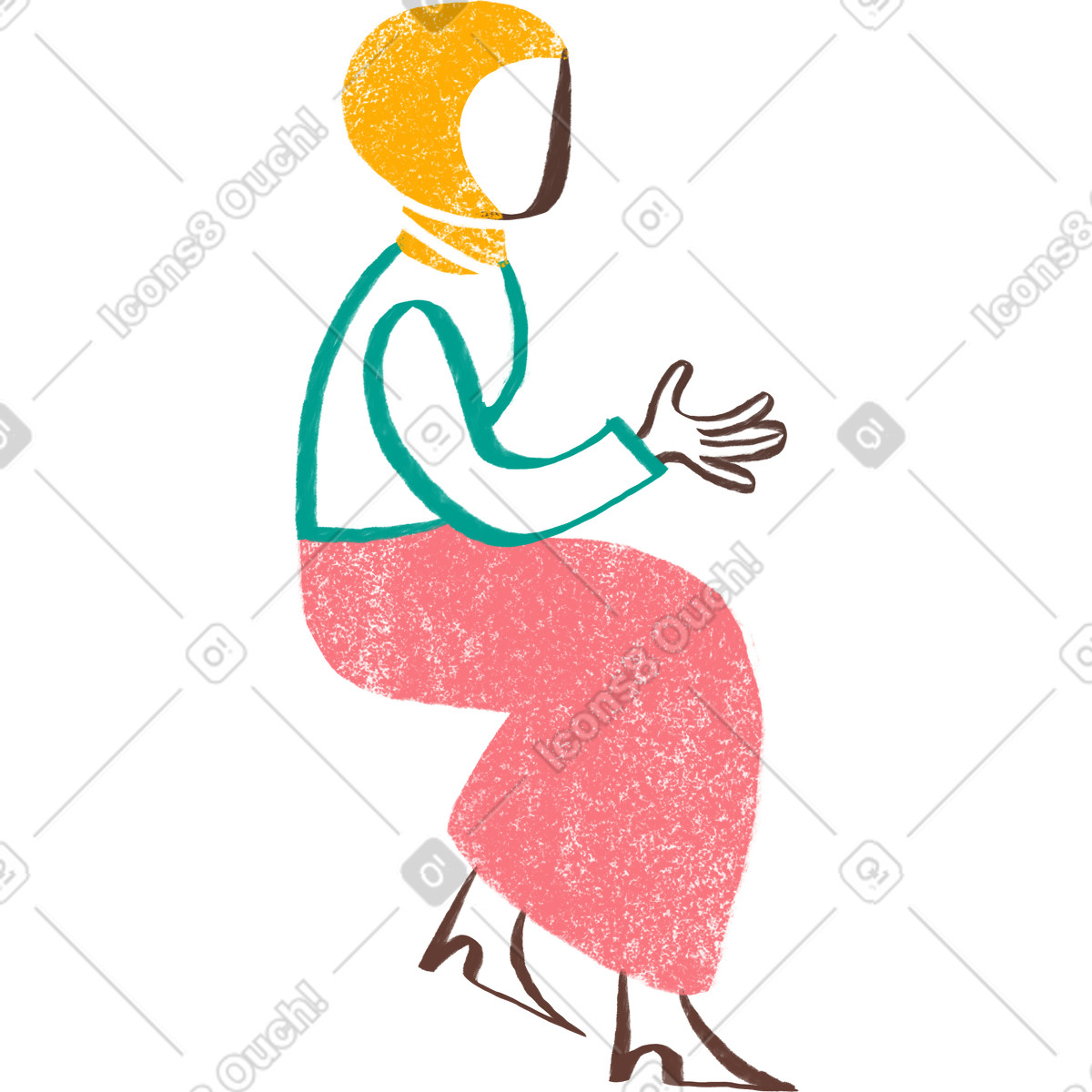 Company スタイルの Woman in hijab sitting のイラストをPNG、SVG形式でダウンロード