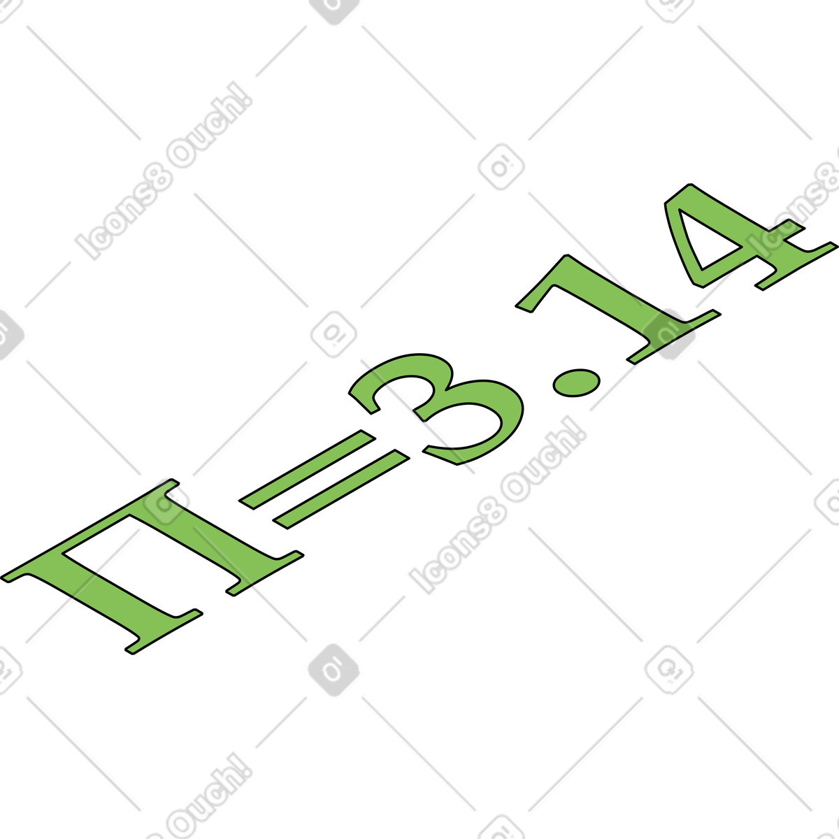Pi value illustration in Isometric style download in PNG, SVG