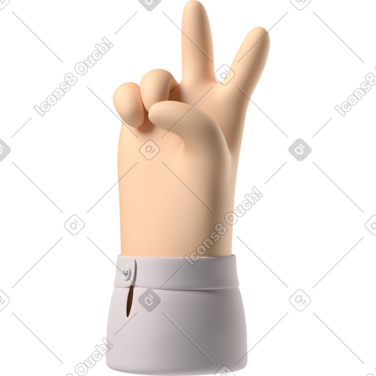Mano di pelle pallida che mostra il segno v illustrazione in stile 3D Hands Fun&Wild scarica in PNG, SVG