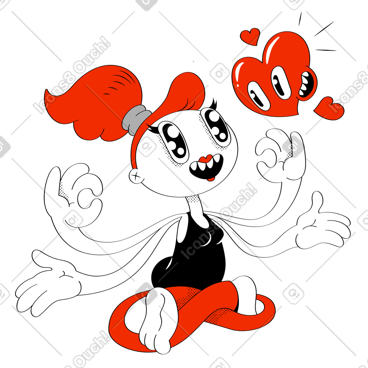 Dreams of love illustration in Looney style download in PNG, SVG