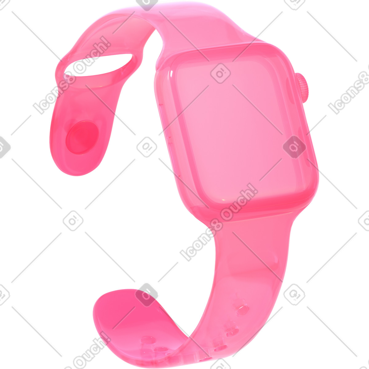 Illustration Montre intelligente en verre rose dans le style 3D Glassy à télécharger aux formats PNG, SVG