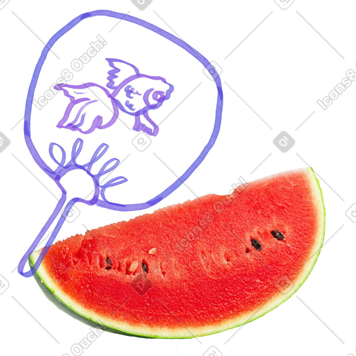 Иллюстрация Fan and watermelon в стиле Marker — скачать в форматах PNG, SVG