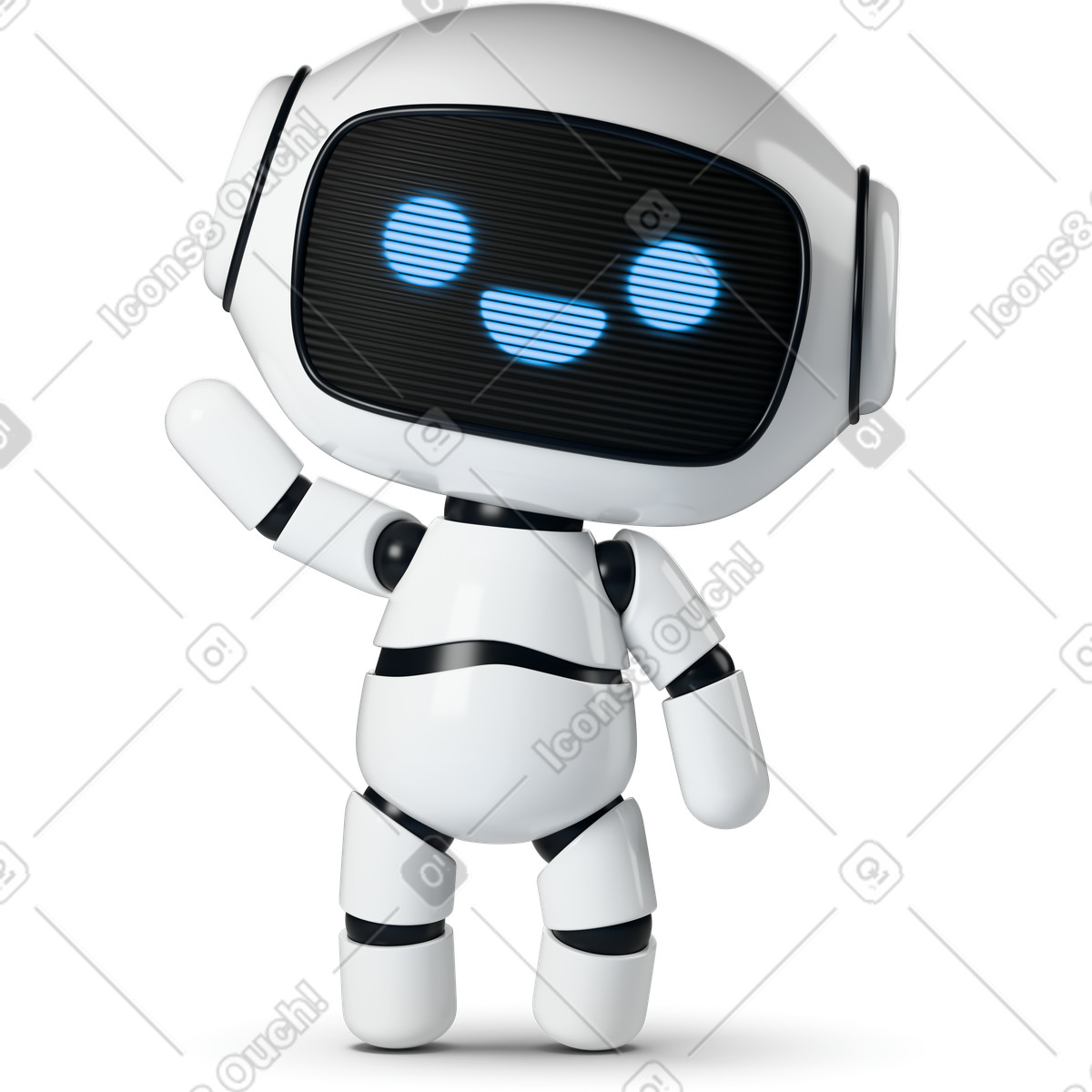 下载 3D Business 风格的 Friendly cute robot 动画插图，支持 GIF、Lottie （JSON）、AE 格式