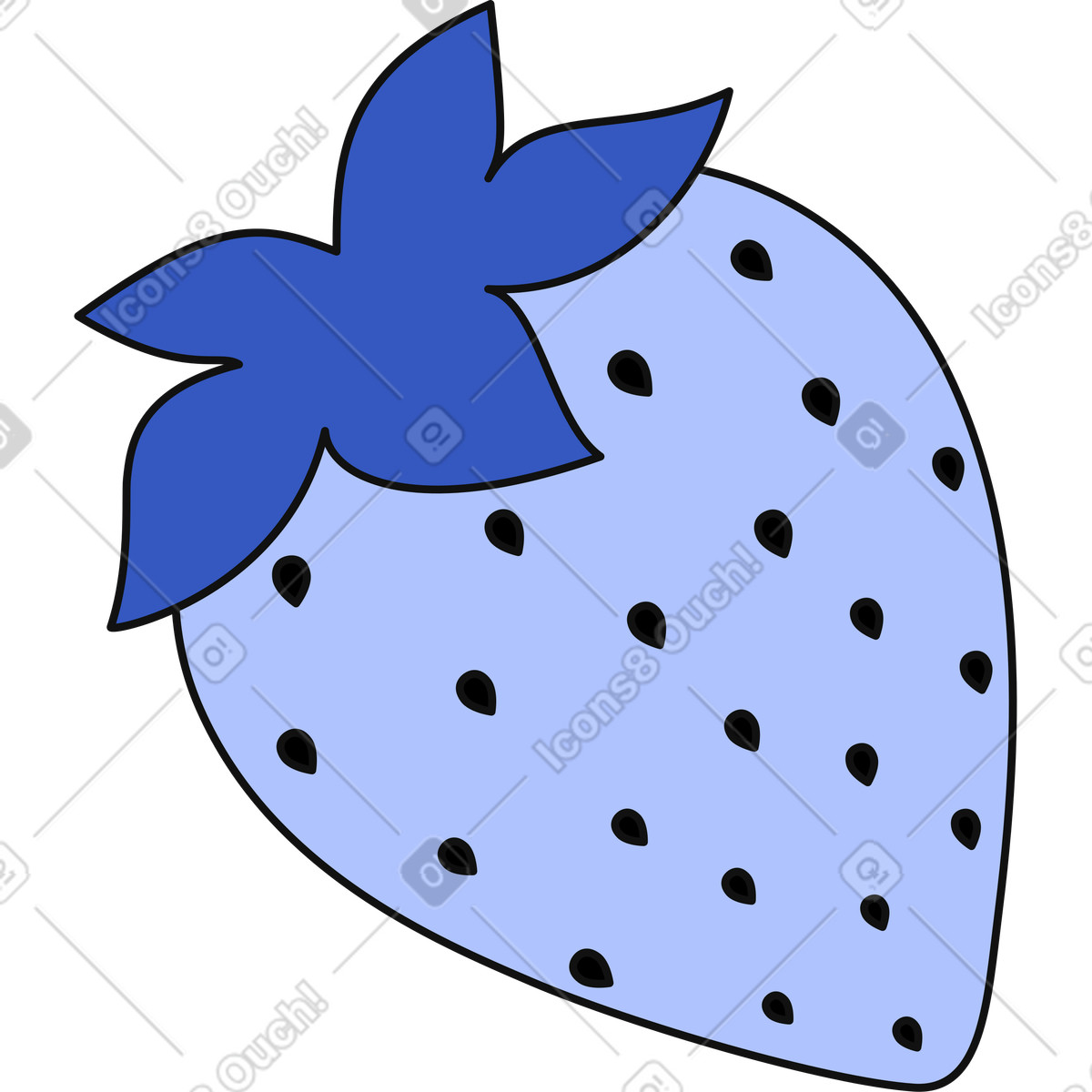 Fragole con foglie illustrazione in stile Techny scarica in PNG, SVG