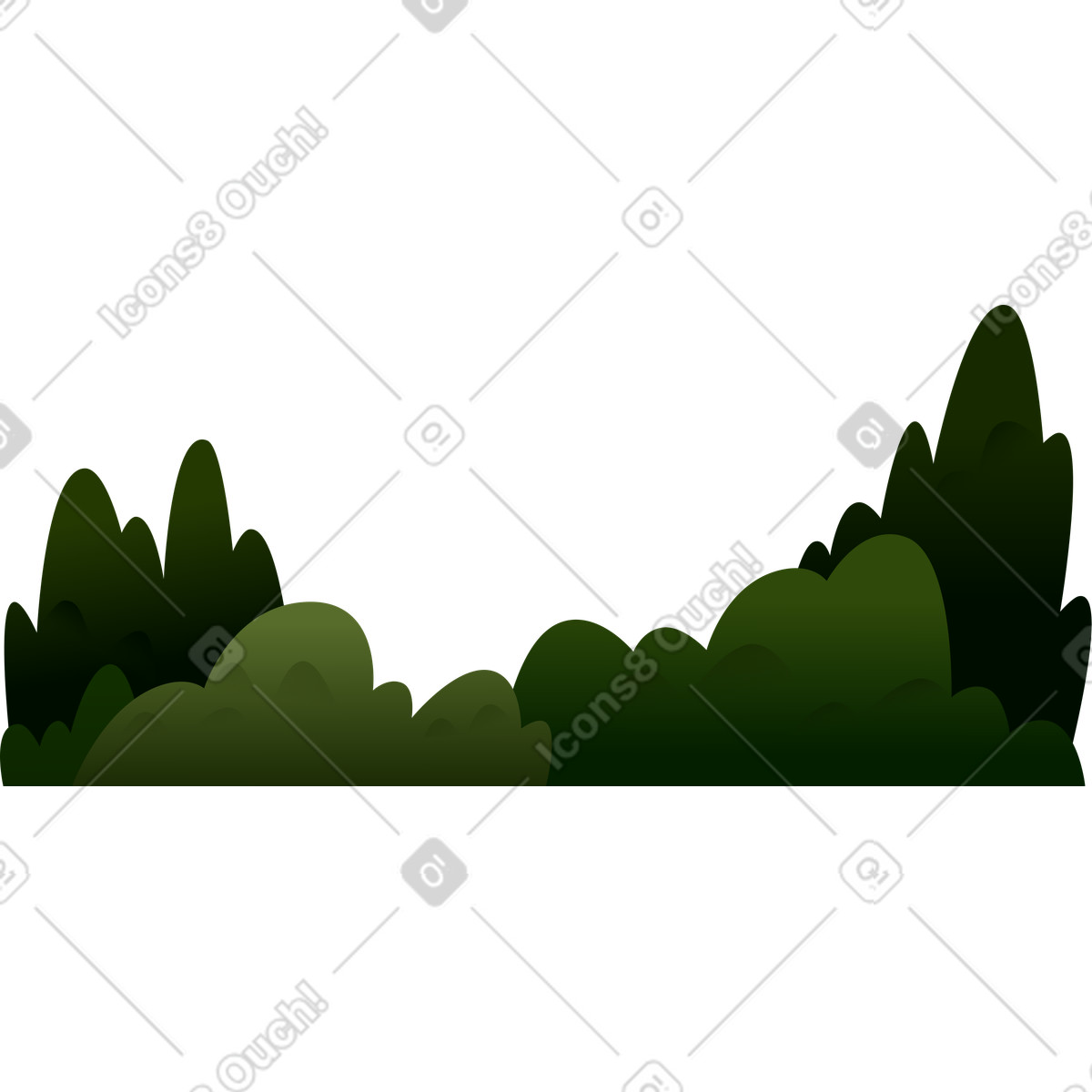 下载 Vivid 风格的 深绿色灌木和树木 插画，支持 PNG、SVG 格式