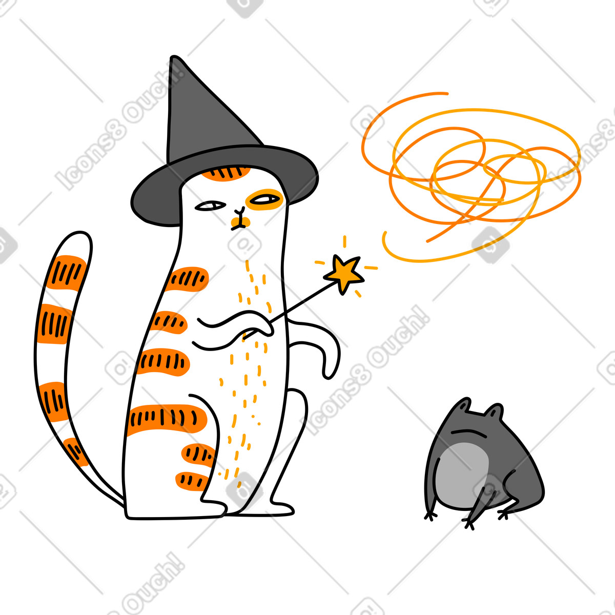Halloween-magie-Illustration im Purr-Stil als Download in PNG, SVG