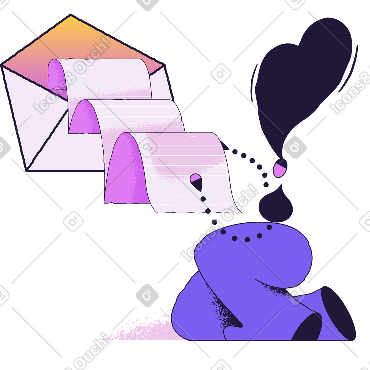 Ilustração de Lendo mensagem em no estilo Conifer para baixar em PNG, SVG