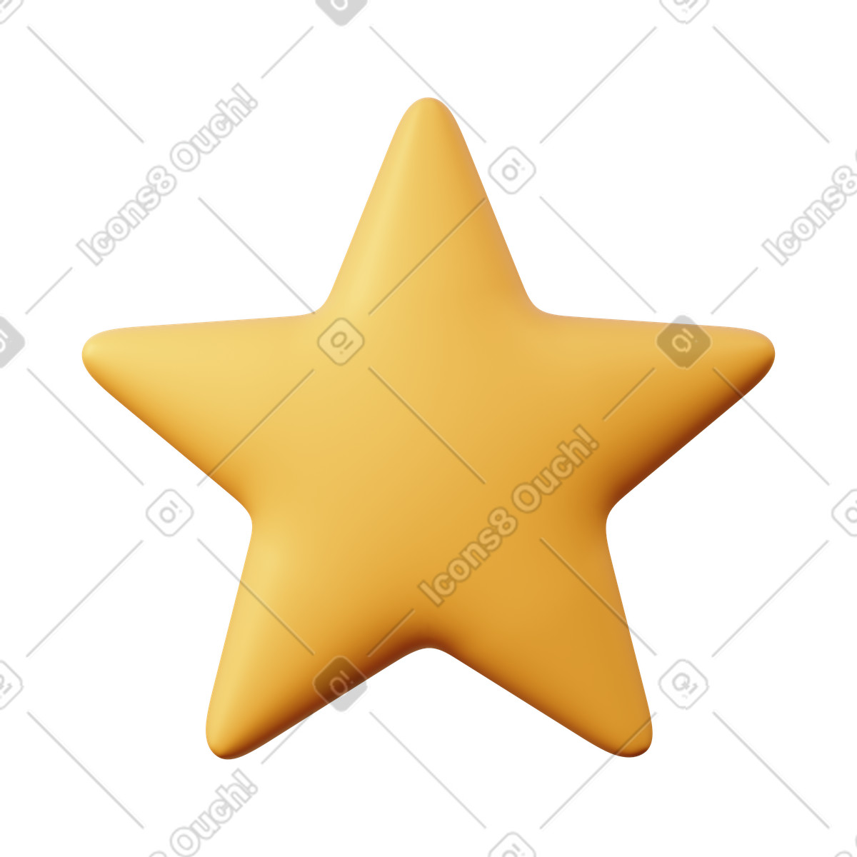 Gelber fünfzackiger stern-Illustration im 3D Sugary-Stil als Download in PNG, SVG