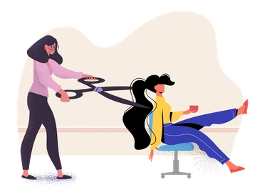 A woman being wheeled in a chair - Pale style illustration