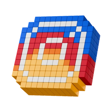 A colorful cube resembling a social media icon - 3D Stickle style illustration