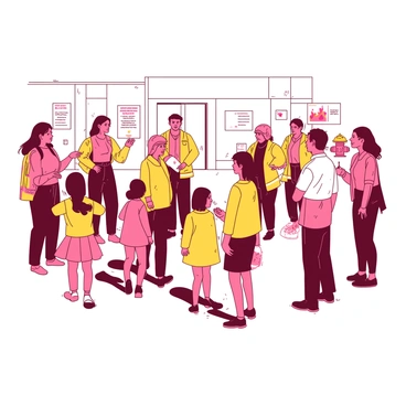 A group of people is gathered in an open area, participating in a fire drill. Local firefighters are demonstrating safety protocols, wearing bright yellow jackets. The community members, including adults and children, are attentively watching the firefighters while practicing evacuation procedures. Several fire hydrants are visible in the background, and there are fire safety signs placed around the area. Some community members are holding informational pamphlets about fire safety. The atmosphere is focused and engaged as everyone learns the necessary precautions.
