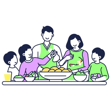 A family is gathered around a wooden dining table, engaged in the process of making their own tacos. In the center of the table, there is a large platter filled with soft taco shells. Surrounding the platter are various toppings arranged in small bowls. There are bowls of chopped lettuce, diced tomatoes, shredded cheese, and a bowl of guacamole. A glass pitcher filled with lemonade sits at one end of the table. The family members, including two adults and two children, are smiling and reaching for the toppings, filling their tacos with colorful ingredients. Each person is dressed casually and is focused on their task, creating a lively and interactive atmosphere.