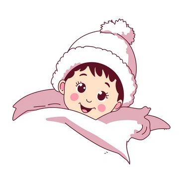 A baby with soft, delicate features is wearing a fluffy white hat that sits snugly on their head. The baby is peeking out from behind a cozy blanket, with wide, innocent eyes sparkling with curiosity and delight. The soft texture of the blanket contrasts with the fluffiness of the hat, creating an inviting scene. Sunlight gently illuminates the baby's face, highlighting their chubby cheeks and tiny smile.