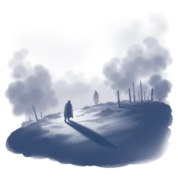 A dark landscape filled with dense swirling mists that envelop the ground and rise into the air, creating a sense of depth and intrigue. Indistinct figures can be seen partially obscured by the fog, their forms suggesting movement yet remaining elusive and undefined. The overall atmosphere is one of enigma, with the mists casting a veil over the terrain, enhancing the hidden nature of the environment. Shadows stretch and blend into the background, contributing to the sense of an otherworldly realm.