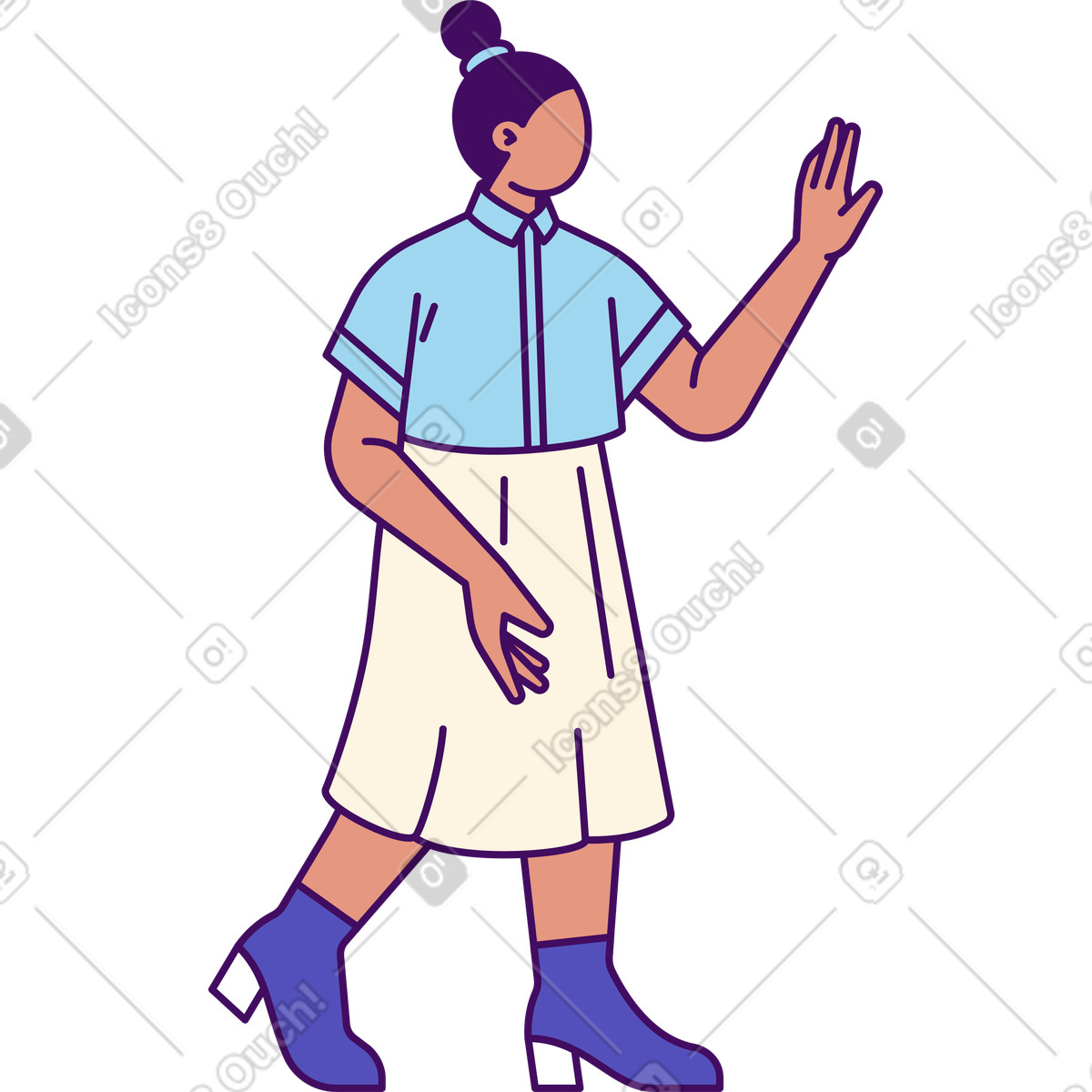 Woman raising her hand illustration in Simplistic style download in PNG, SVG