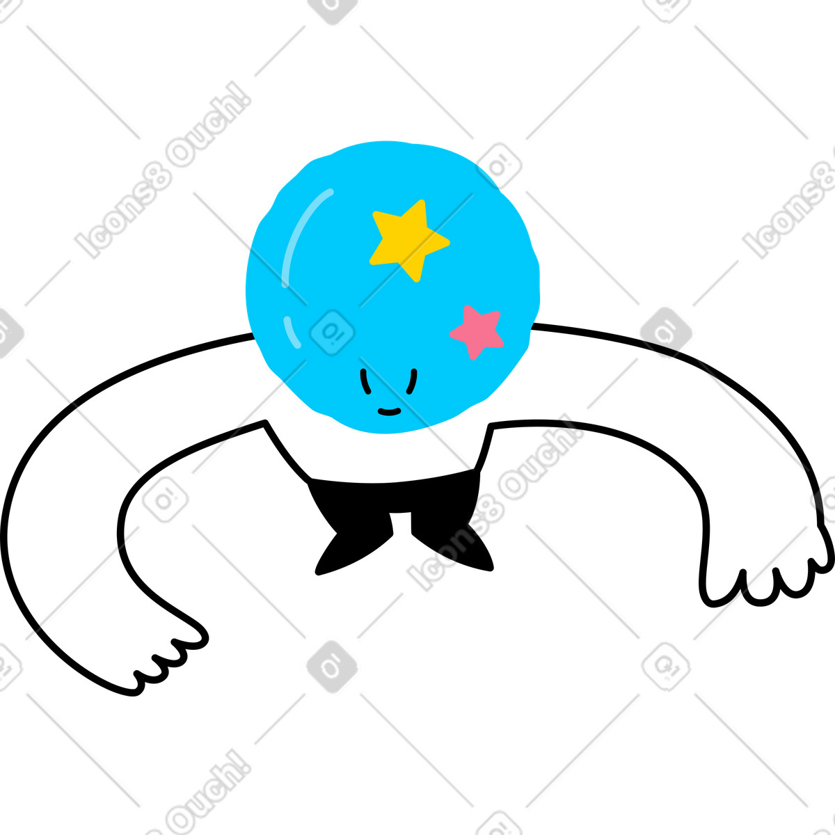 Character with a balloon head illustration in Giggle style download in PNG, SVG