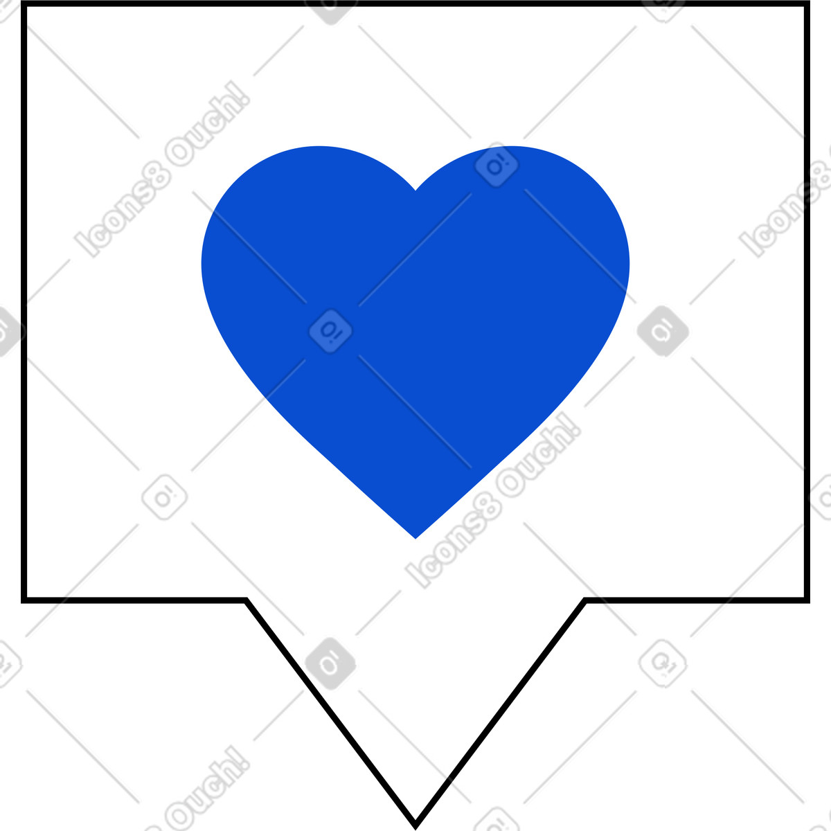 下载 Tiny 风格的 讲话泡泡与蓝色的心 插画，支持 PNG、SVG 格式