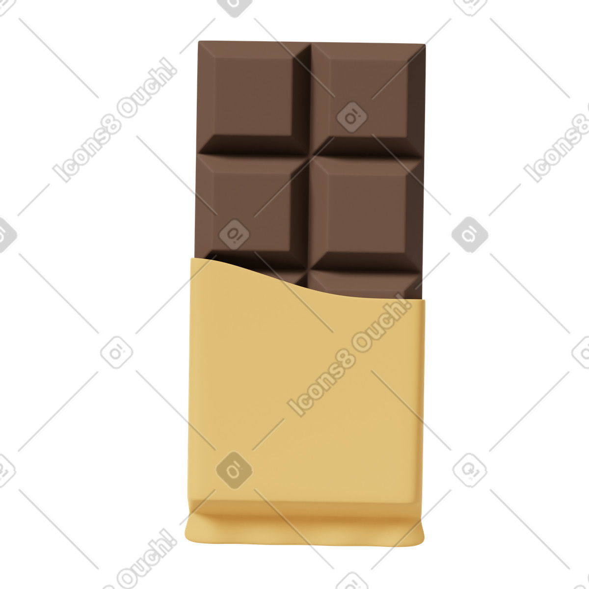 Yellow wrapped chocolate-Illustration im 3D Casual life-Stil als Download in PNG, SVG