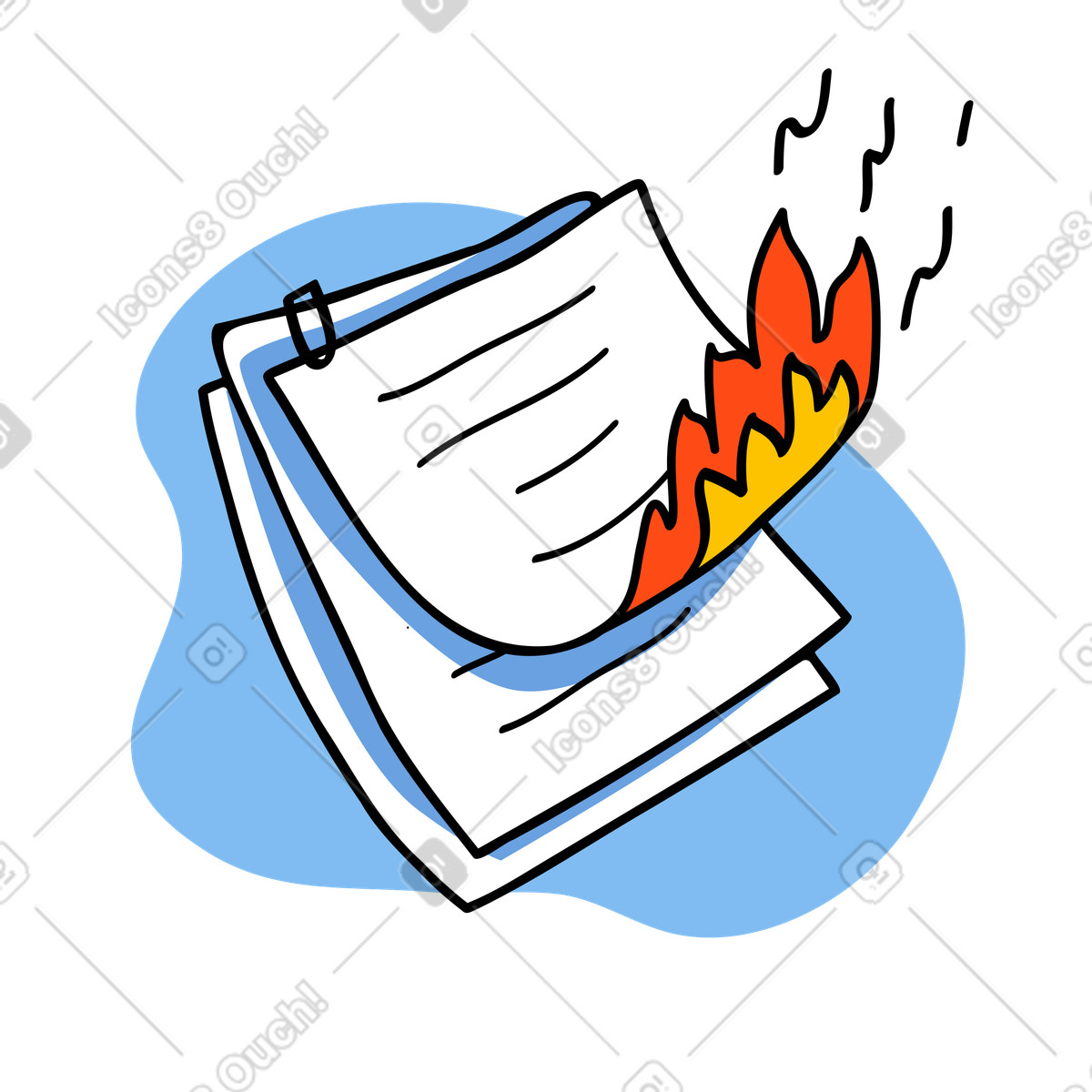 Brennen und löschen von papierdokumenten-Illustration im Comic-Stil als Download in PNG, SVG