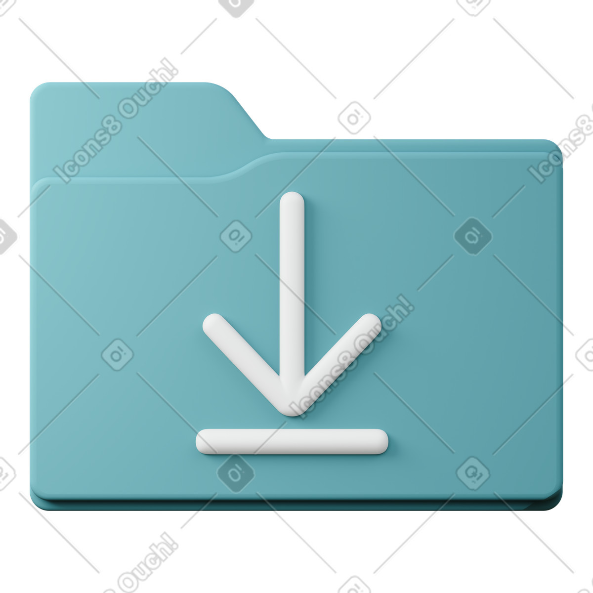 Иллюстрация Turquoise digital downloads folder with down arrow в стиле 3D Sugary — скачать в форматах PNG, SVG