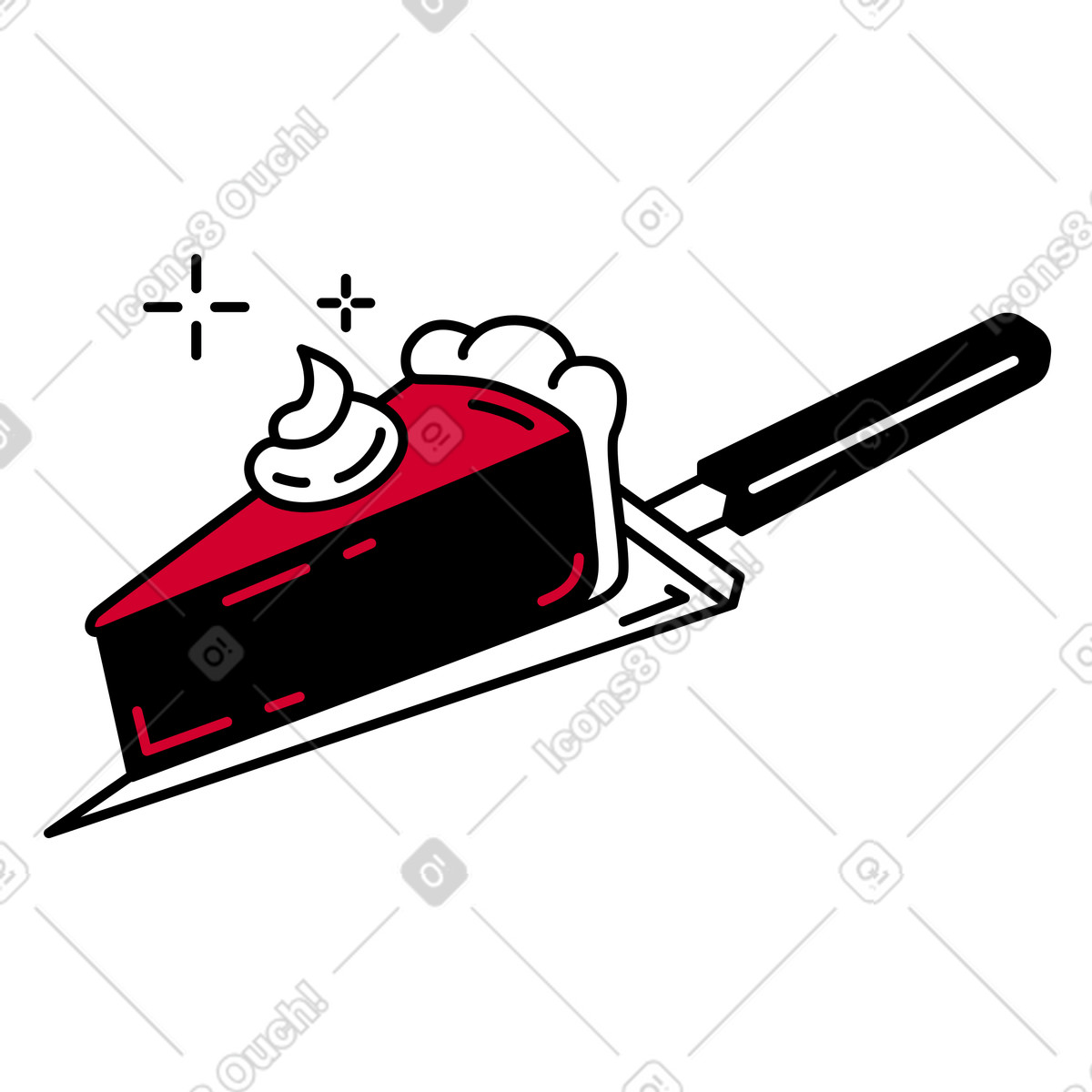 Ilustración Pedazo de pastel en una pala para tartas estilo Ruby a descargar PNG y SVG