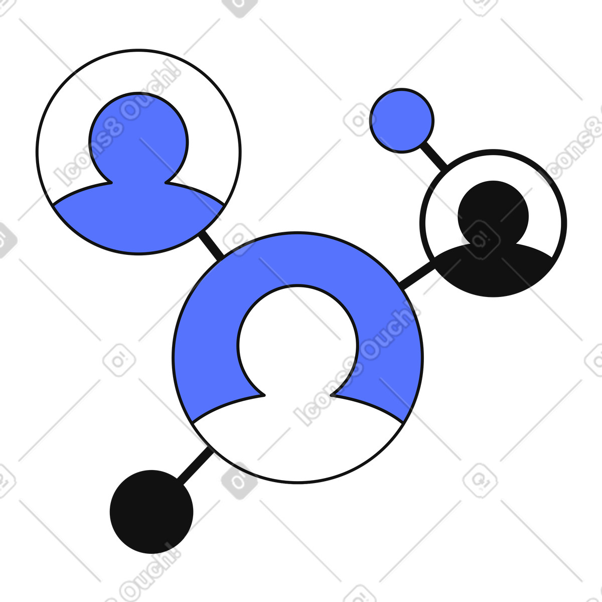 下载 Main 风格的 Network connections between user profiles representing online social media community 插画，支持 PNG、SVG 格式