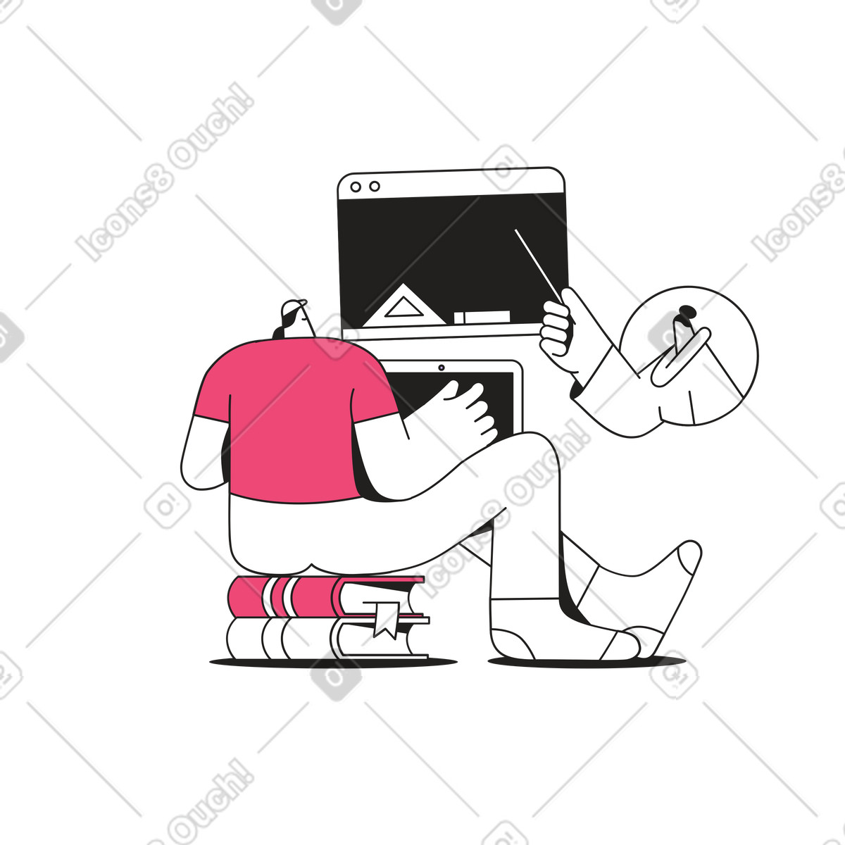 Online education animated illustration in Dazzle Line style download in GIF, Lottie (JSON), AE