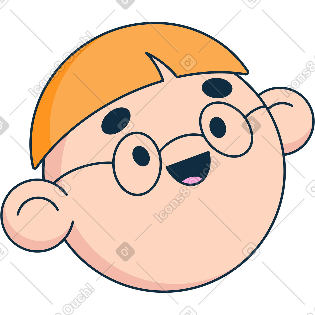 Анимированная иллюстрация Man's head with glasses в стиле Bubble gum — скачать в форматах GIF, Lottie (JSON), AE