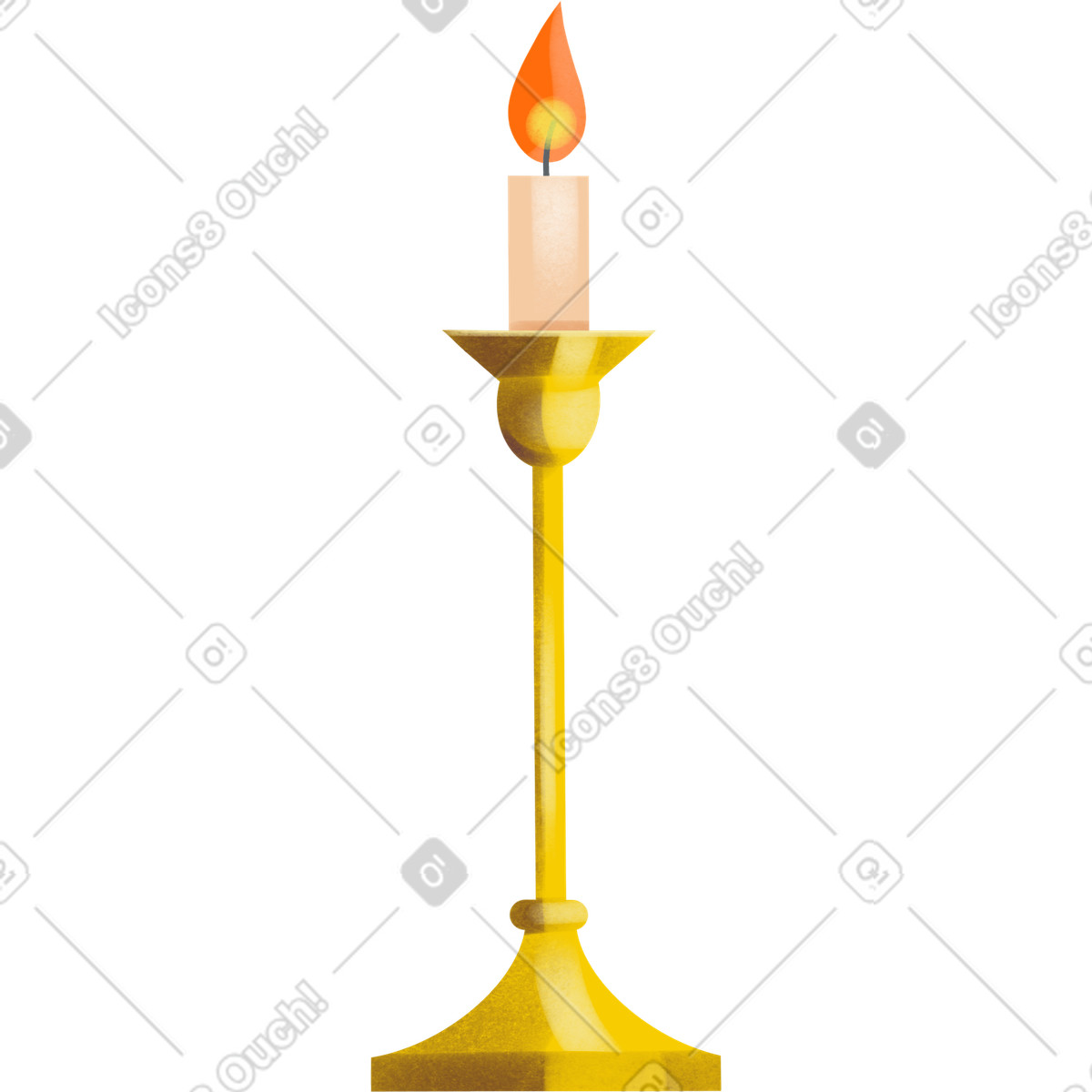 Candle in a candlestick illustration Shine style download PNG, SVG