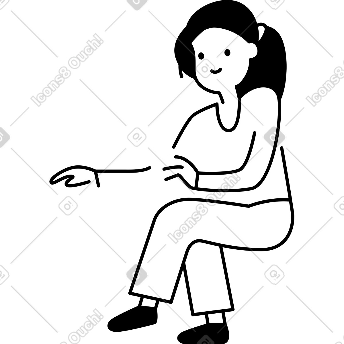 下载 Notion Line Art 风格的 Character sitting cross legged with outstretched arm and relaxed expression 插画，支持 PNG、SVG 格式