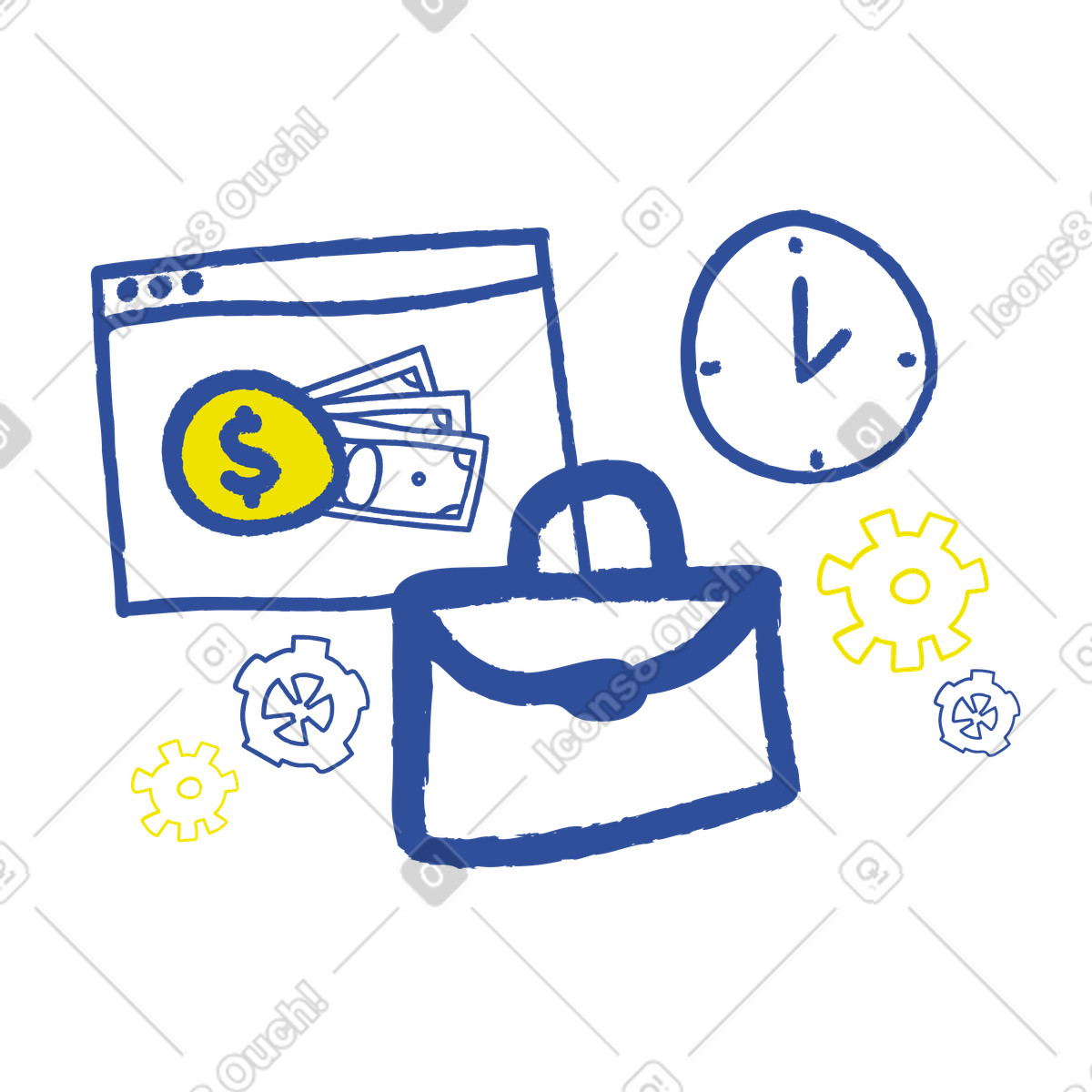 Guadagnare soldi con il business online illustrazione in stile Lime scarica in PNG, SVG